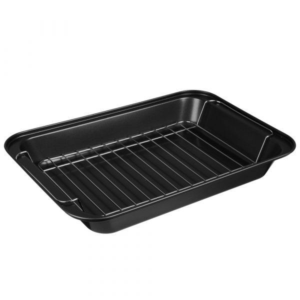 9-by-13-inch baking pan w.rack 37.5x25.5cm, non stick coating, carbon steel