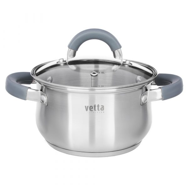 Cooking Pot Ø16cm, 1.9L, lid, silicone handle, st.steel