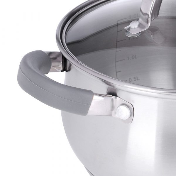 Cooking Pot Ø18cm, 2.6L, lid, silicone handle, st.steel - Image 2