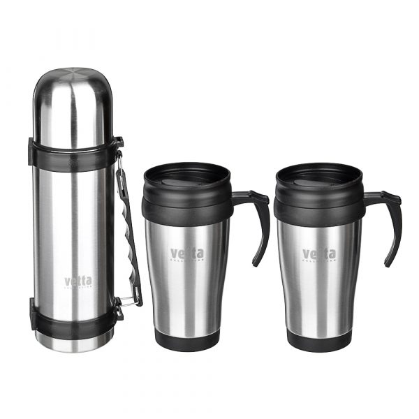 Thermos & Mugs 3pcs set 1,0L / 0,45L, st.steel