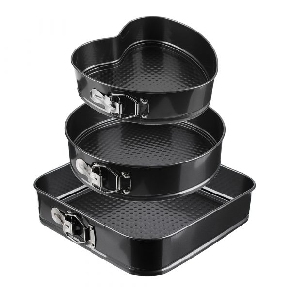 Ensemble de moules à charnière 3pcs formes diff., revêtement antiadhésif