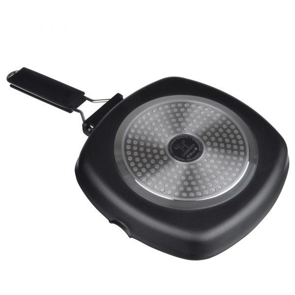 Grille carré 24cm, revêtement de marbre, poignée amovible, fonte d'aluminium – Image 2