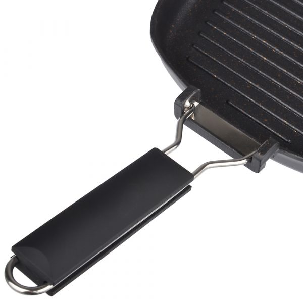 Grille carré 24cm, revêtement de marbre, poignée amovible, fonte d'aluminium – Image 3