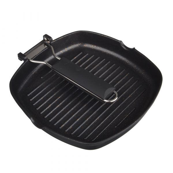 Grille carré 24cm, revêtement de marbre, poignée amovible, fonte d'aluminium – Image 5