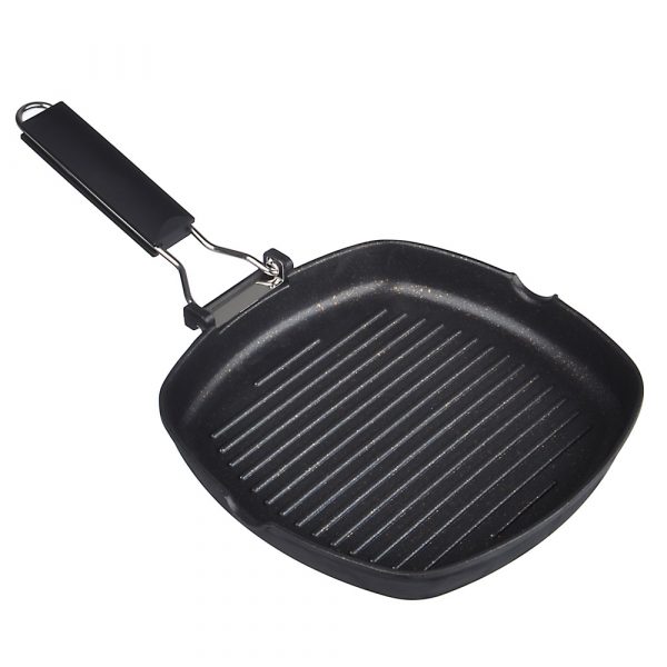 Grille carré 24cm, revêtement de marbre, poignée amovible, fonte d'aluminium