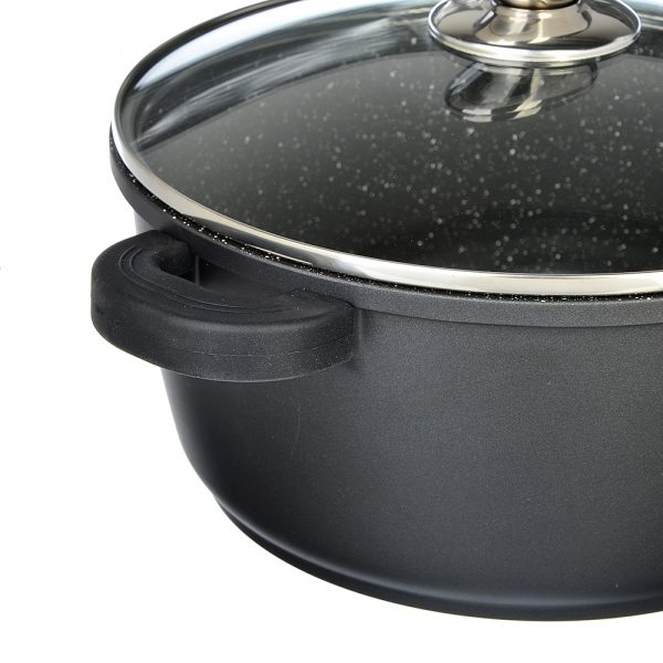 Cooking Pot Ø32cm, 9.3L, marble coating, lid, silicone handle, cast alum. - Image 2