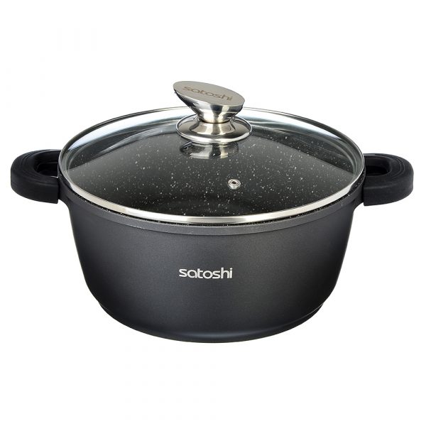 Cooking Pot Ø32cm, 9.3L, marble coating, lid, silicone handle, cast alum.