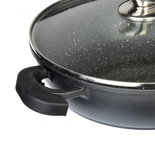 Saute pan Ø36cm, marble coating, lid, silicone handle, cast alum. - Image 3