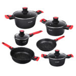 Cookware set 20pcs, marble coating, detachable handle, cast alum.