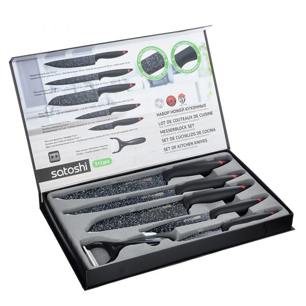 Knife set 5+1pcs, marble coating, st.steel