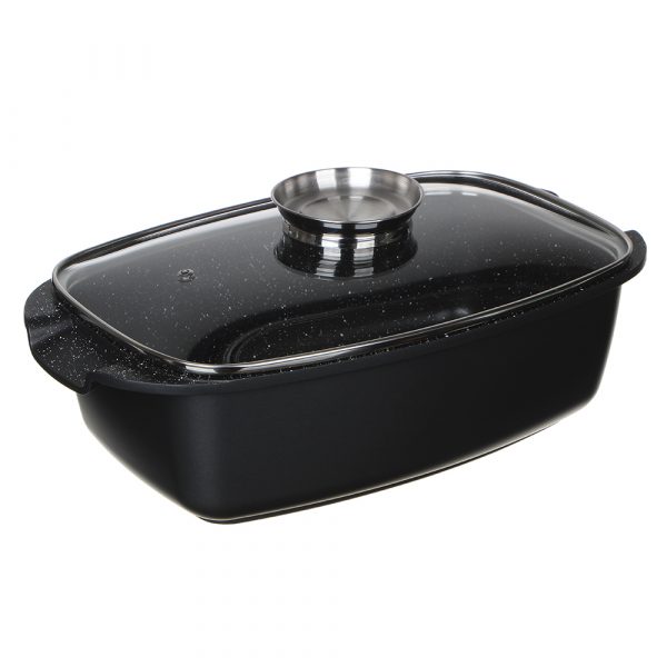 Roaster pan 32cm, marble coating, Aroma lid, cast alum. - Image 2