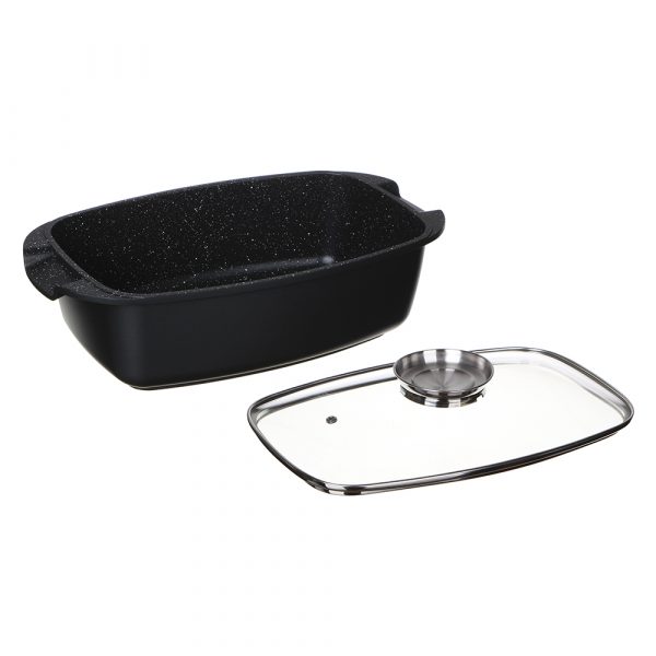 Roaster pan 32cm, marble coating, Aroma lid, cast alum. - Image 3