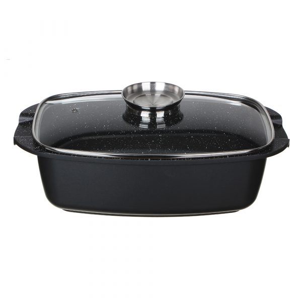 Roaster pan 32cm, marble coating, Aroma lid, cast alum.