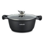 Cooking Pot Ø30cm, marble coating, lid, soft touch handle, cast alum.