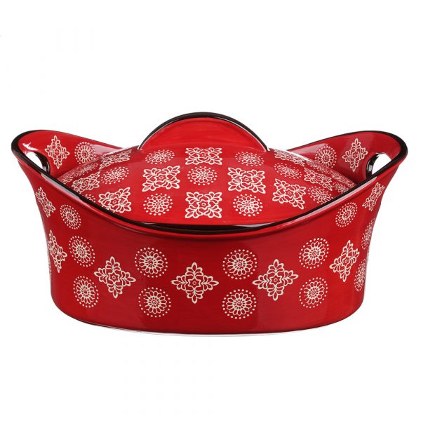 Ovenschaal ovaal 31.5x22cm, 2.5L, deksel, hittebestendig keramiek