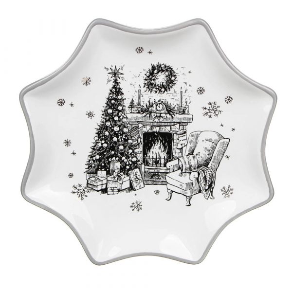 Plateau star de Noël en céramique 25cm