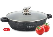Sautoir Ø40cm, 9.6L, revêtement en marbre, poignée en silicone, fonte d'aluminium