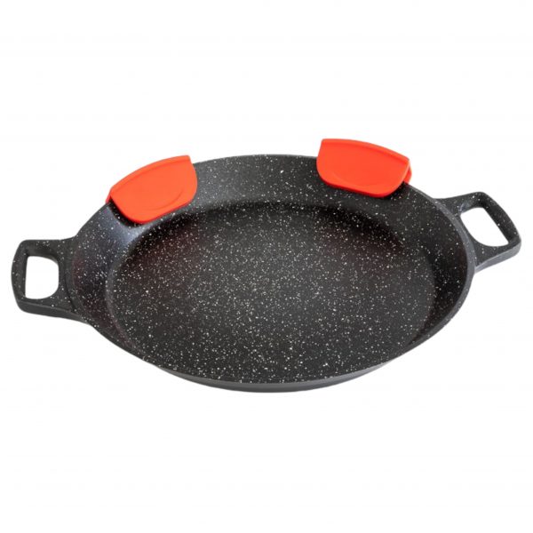 Paella pan Ø36cm, marble coating, silicone handle, cast alum.